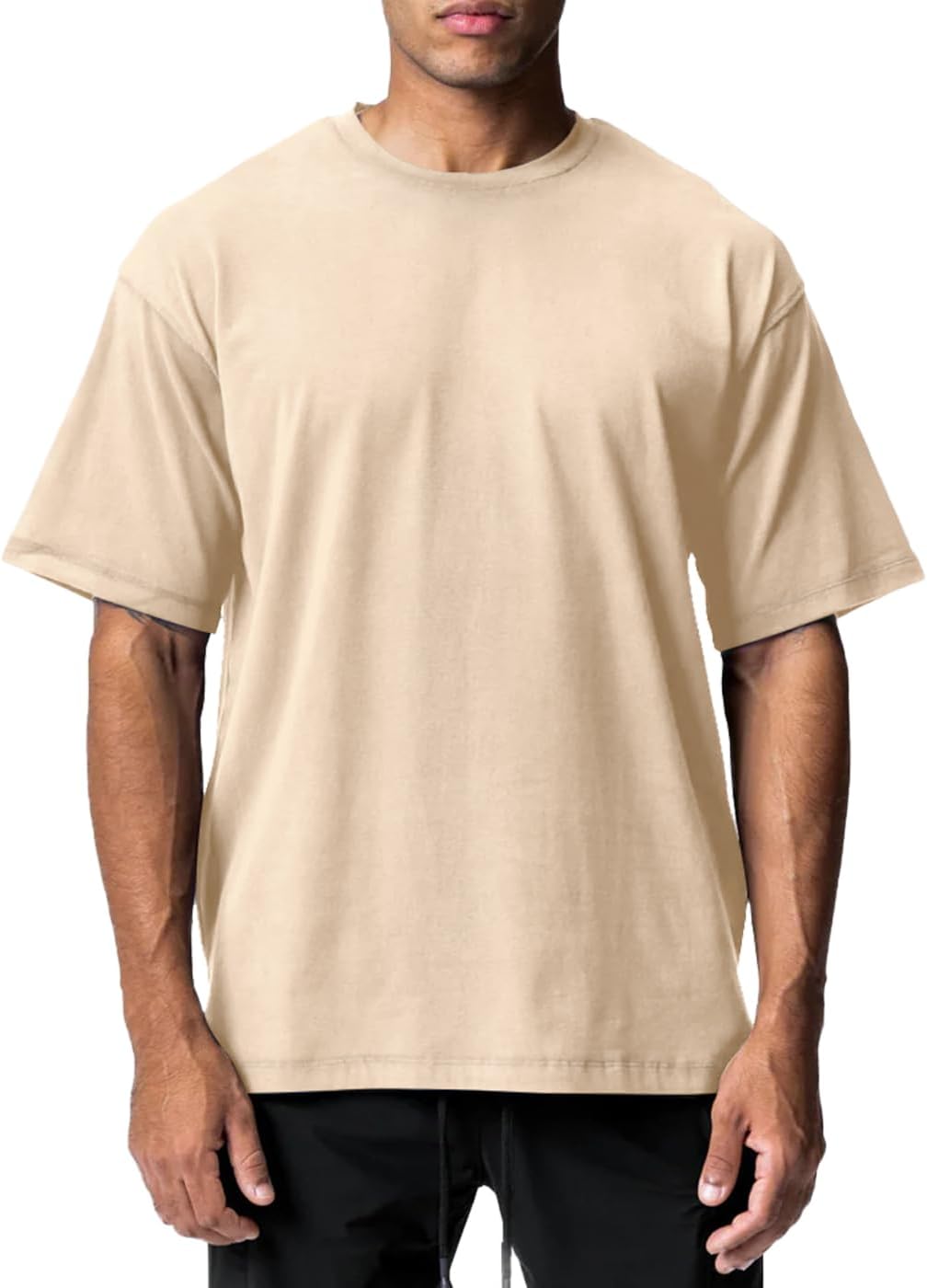 Men's Cotton Short Sleeve Crew Neck Shirts Athletic Tops Tees Oversized Gym Clothes for Men S-XXL