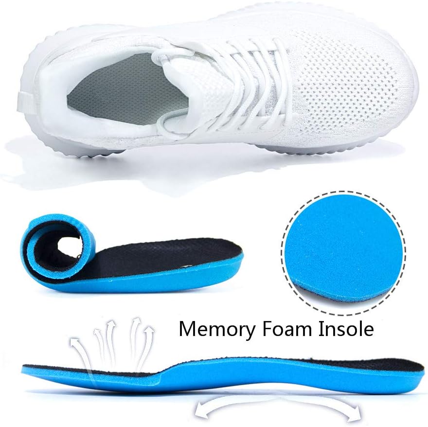 White Sneakers for Women Walking Shoes Comfortable Lightweight Womens Work Casual Tennis Shoes for Gym 8 US White