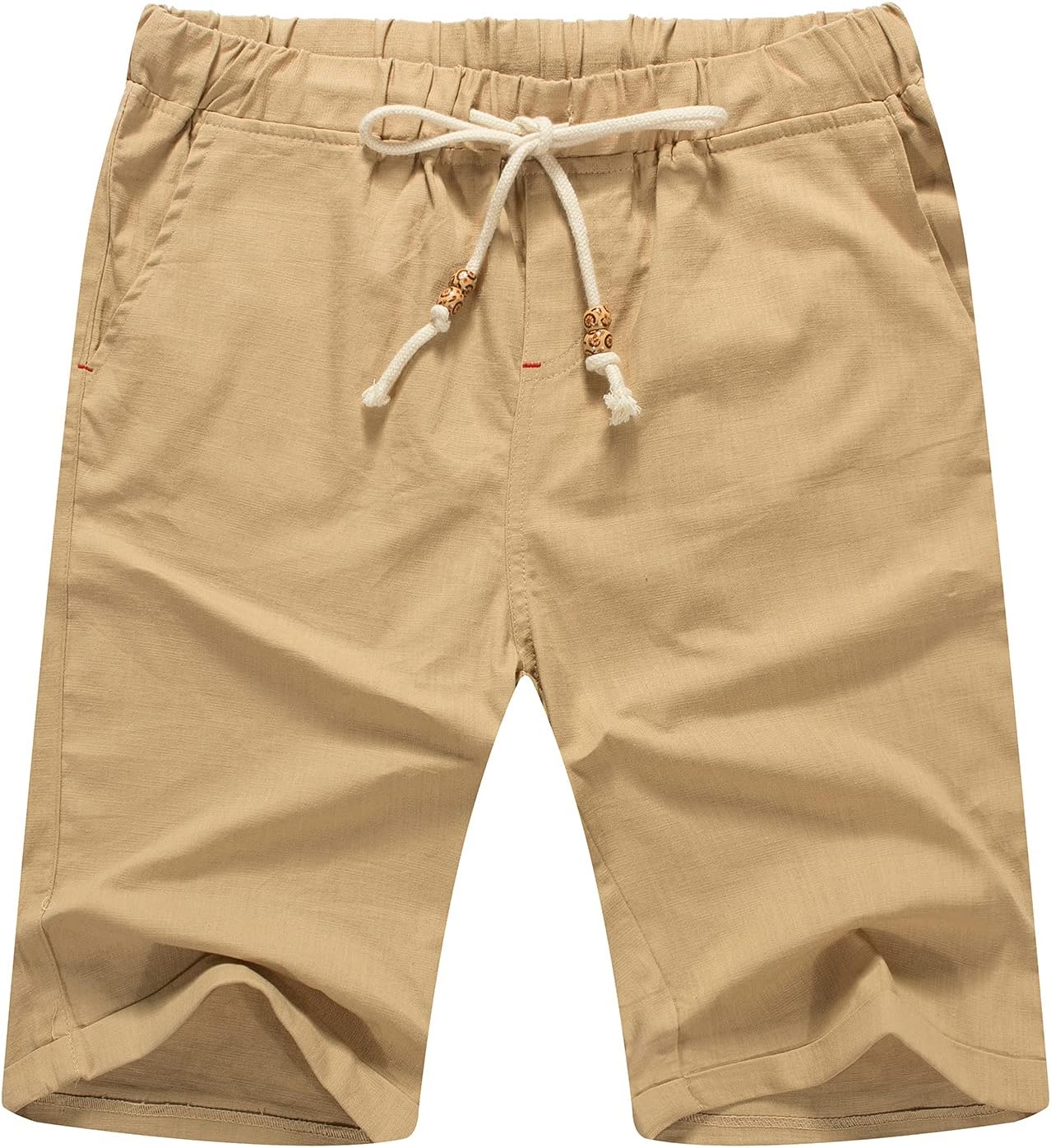 Men’s Linen Shorts Casual Drawstring Summer Beach Shorts