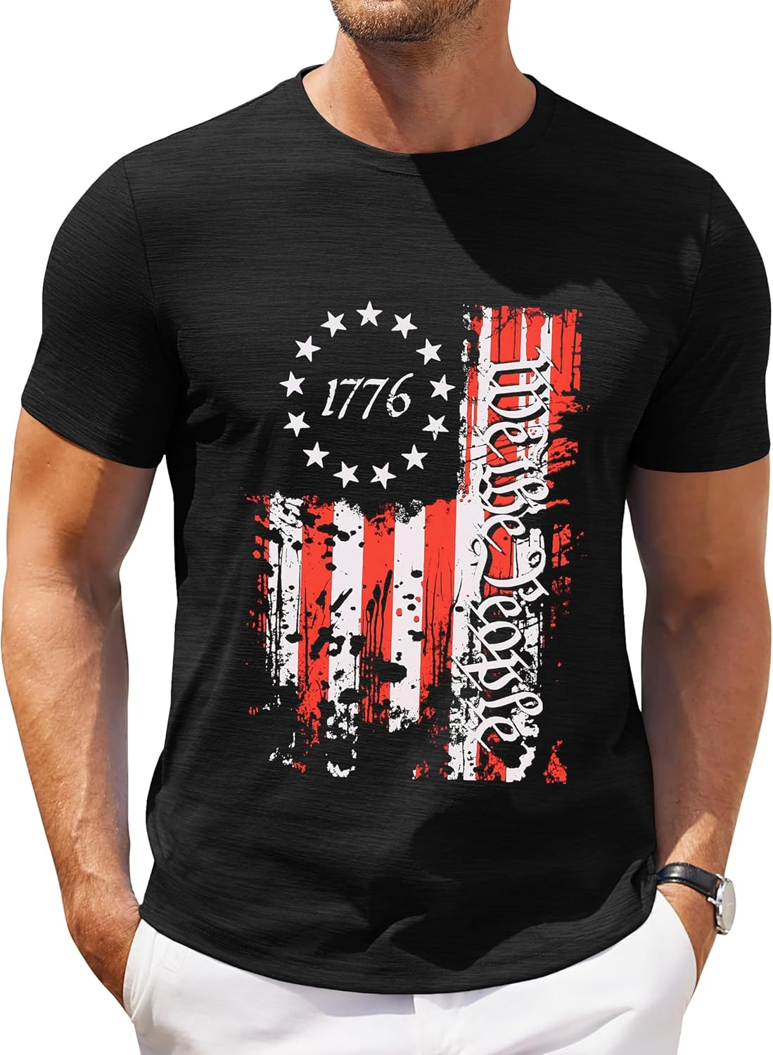 Mens Crew Neck T Shirt Short Sleeve Casual Summer Basic Tee Slim Fit Workout T-Shirt