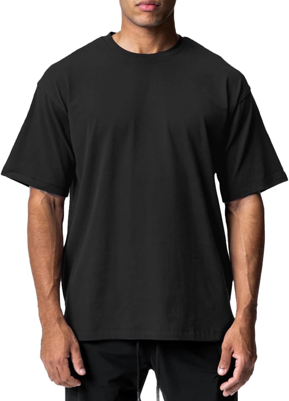 Men's Cotton Short Sleeve Crew Neck Shirts Athletic Tops Tees Oversized Gym Clothes for Men S-XXL