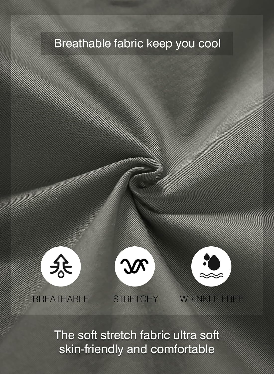 Mens Casual Cargo Shorts - Cotton Drawstring Stretch Summer Beach Shorts Twill Chino Short with 6 Pockets