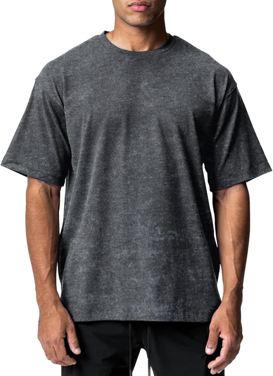 Men's Cotton Short Sleeve Crew Neck Shirts Athletic Tops Tees Oversized Gym Clothes for Men S-XXL