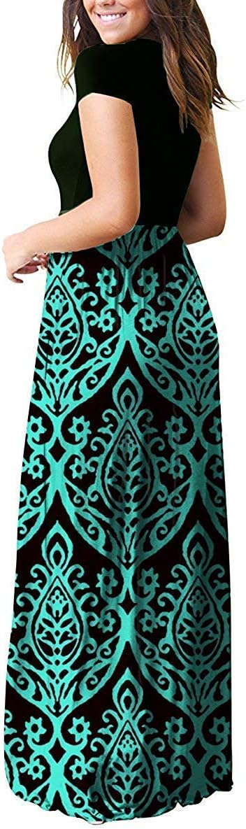 Women's Short Sleeve Loose Plain Casual Long Maxi Dresses for Women 2025