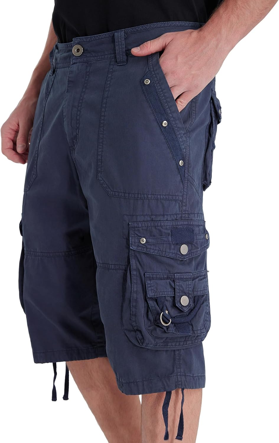 Men's Ripstop Cargo Shorts-Long Cotton Twill Straight Leg for Work Outdoor