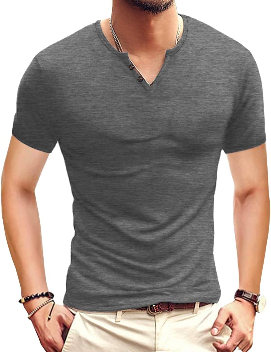 Men's Casual Slim Fit Basic Henley Short/Long Sleeve Fashion T-Shirt