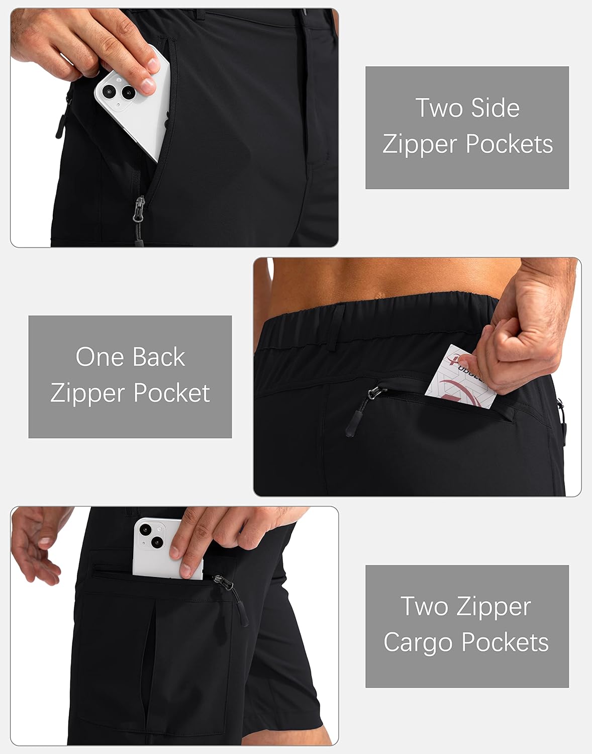 Men's Hiking Cargo Shorts 9" Lightweight Outdoor Work Shorts for Men Travel Golf Camping Casual with 5 Zipper Pockets